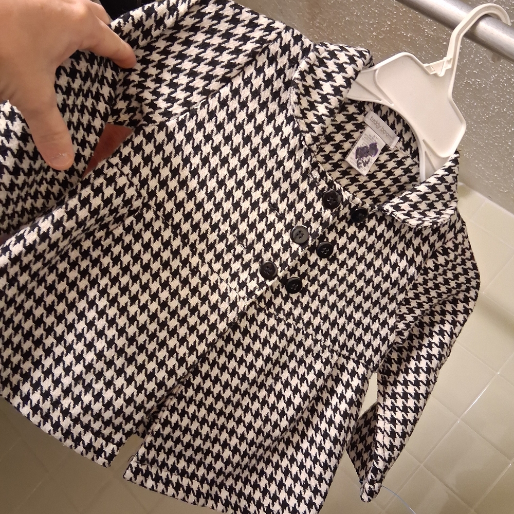 Stylish Black and White Pea Coat for Kids